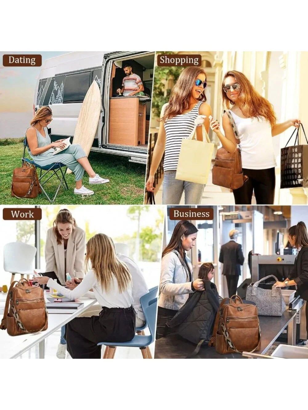 Stylish Faux Leather Backpack Purse for Women | Trendy Shoulder Bag for Work